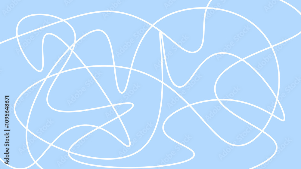 Leinwandbilder a light blue background features white, abstract, squiggly lines creating a dynamic and playful desi