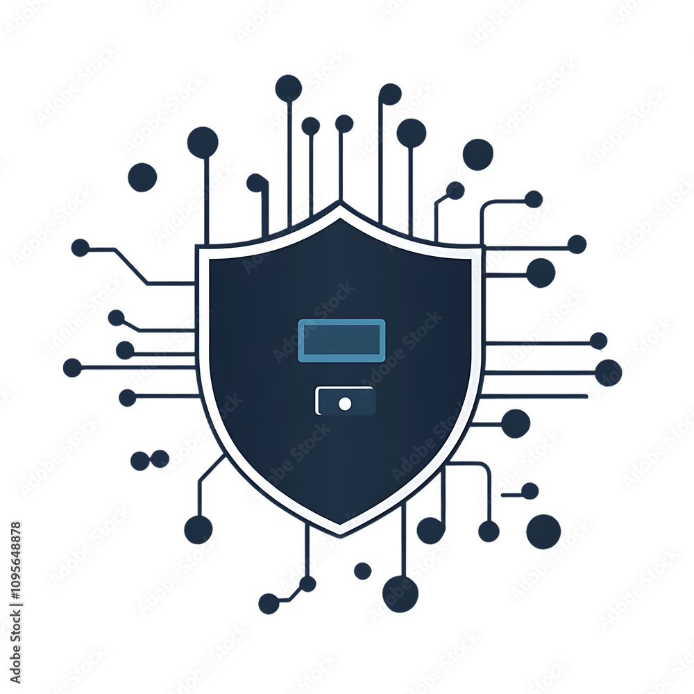 Aufkleber digital shield with circuit background for cybersecurity