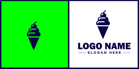 Ice Cream Parlor icon Ice cream shop Ice cream café Gelato parlor flat logo sign symbol editable vector