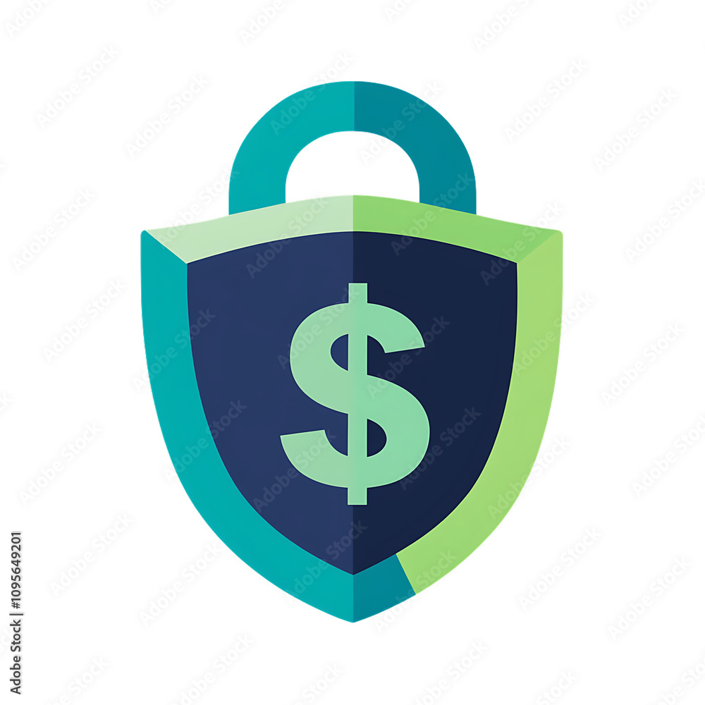 Poster secure payment symbol with dollar sign and shield design