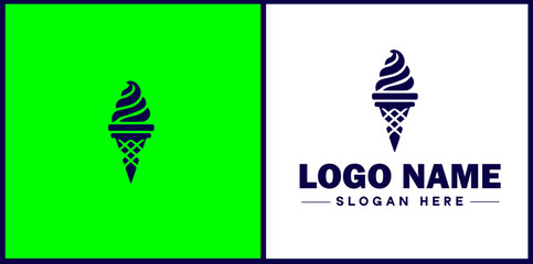 Ice Cream Parlor icon Ice cream shop Ice cream café Gelato parlor flat logo sign symbol editable vector