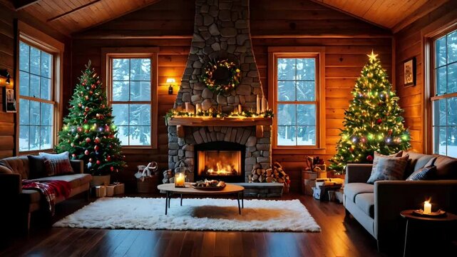 fireplace with christmas decorations