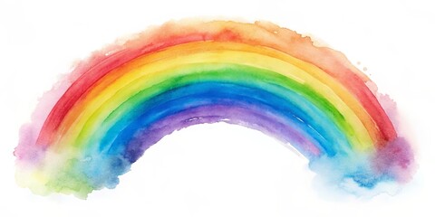 Obraz premium Vibrant Watercolor Rainbow Arc, Painted with Vivid Hues and Soft Edges
