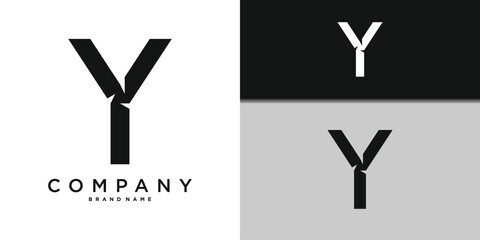 Letter Y minimal logo icon design template elements. Premium Vector