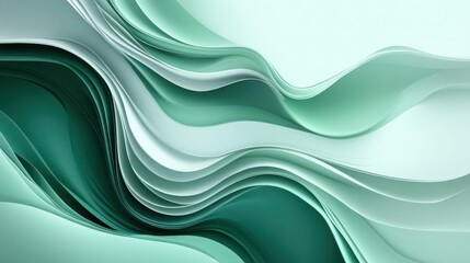 Fluid Abstract Waves in Soft Green Tones for Modern Aesthetic