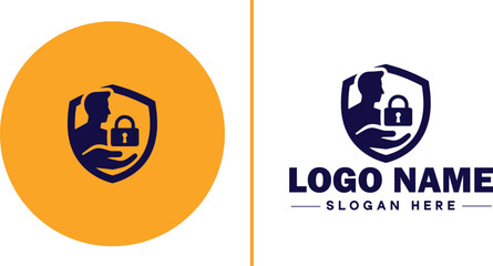 Identity Theft Protection icon Identity theft prevention Identity protection service Identity monitoring service flat logo sign symbol editable vector