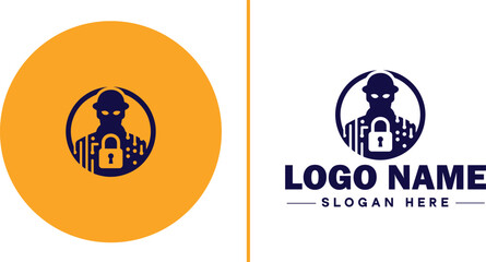 Identity Theft Protection icon Identity theft prevention Identity protection service Identity monitoring service flat logo sign symbol editable vector