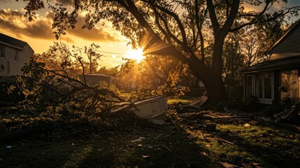 A tree has fallen on a house