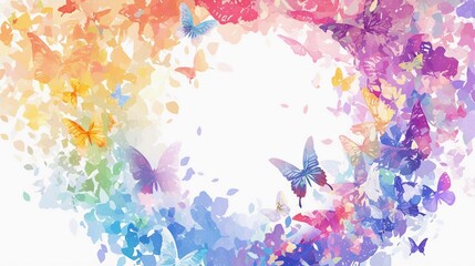 虹色の蝶の円形フレーム6