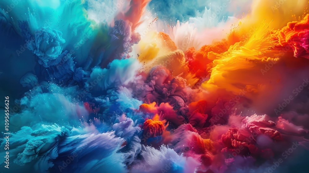 Poster abstract colors exploding in a vibrant wave of creativity
