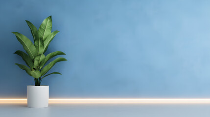 Minimalistic Blue Interior with Built-in Lighting