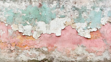Obraz premium Weathered Wall with Peeling Paint in Soft Pastel Colors