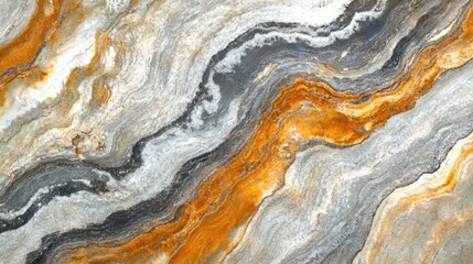 Striking Marble Texture with Swirls of Gray and Orange Tones