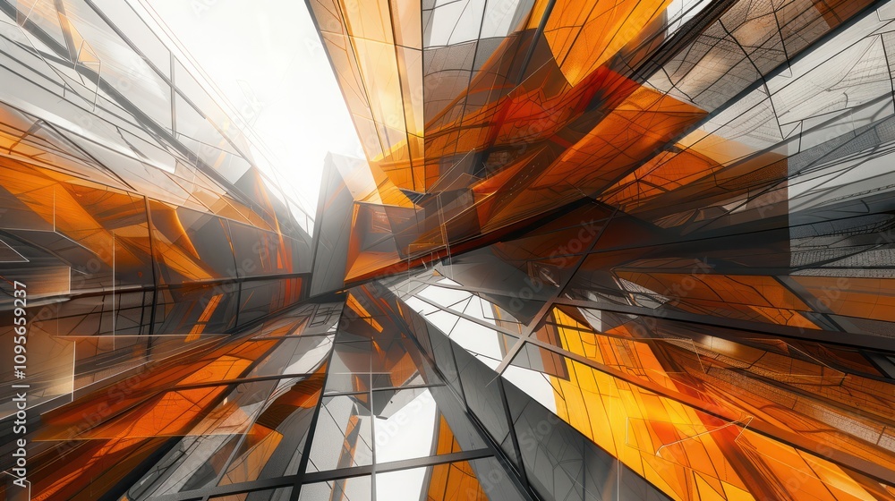 Poster abstract modern architecture shapes create chaotic textured