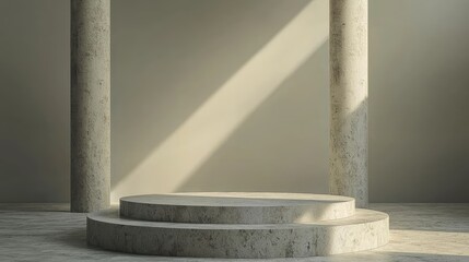 Two Stone Columns with a Two-Tiered Circular Platform in the Center