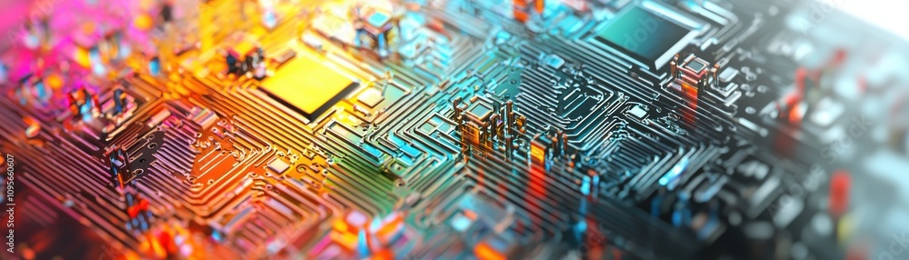Poster exploring the surface of a sleek quantum processor a close-up view in a high-tech environment for te