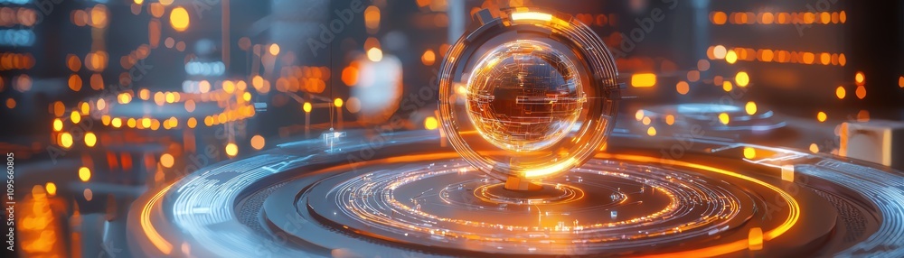Poster revolutionizing technology a glowing ai-powered quantum computer in a futuristic lab setting