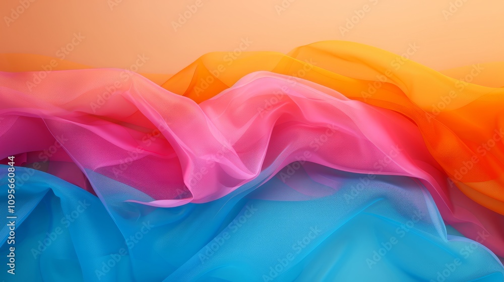 Poster colorful flowing fabric creating a soft gradient.