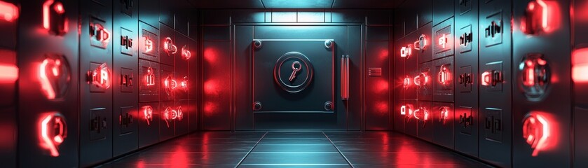 Securing your digital future a vault surrounded by glowing locks in a high-tech environment