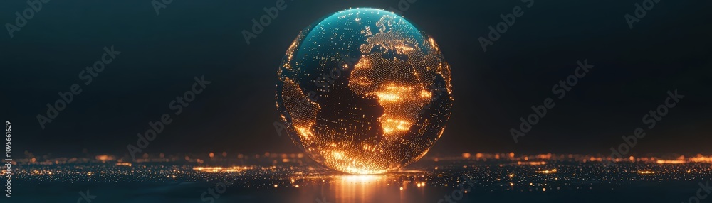Poster revolutionary translucent globe showcases hyperaccurate weather forecasts for global users in a futu