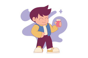 New Year Celebrating Pose Character Vector Illustration