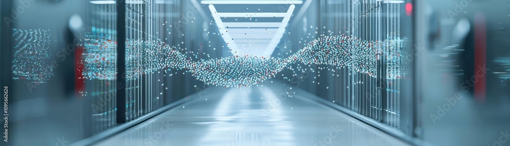 Poster visualizing genetic editing sequences with quantum-enhanced ai technology in data center environment