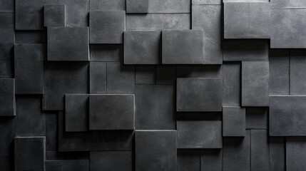 Abstract Textured Wall Design Featuring Geometric Dark Panels