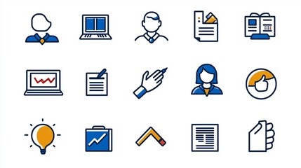 Comprehensive icon set that visually represents various digital marketing concepts  work processes  project milestones  and strategies for achieving business success