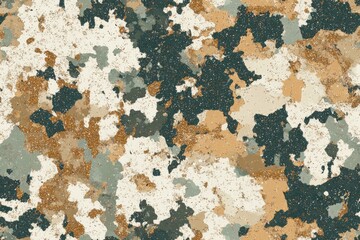 Weathered Camouflage Background with Seamless Military Pattern
