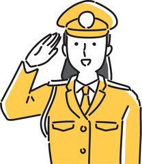 敬礼する女性警備員