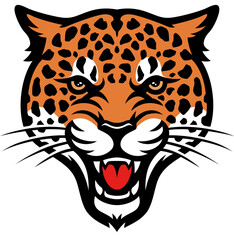 Head of Aggressive Jaguar Illustration