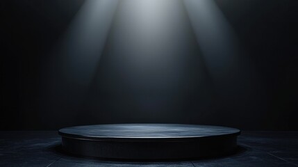 Black Marble Podium with Spotlight Illumination