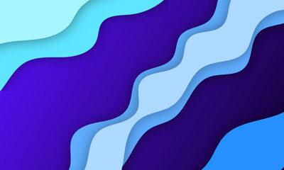 blue papercut wave curves stripes funny style abstract background