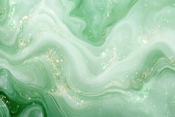 Vibrant mint green liquid marble texture with delicate gold dust and soft gradients
