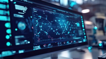 Obraz premium Futuristic data network on screen.