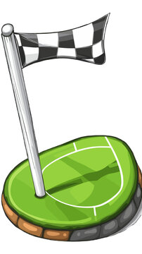 recommend clip art: Racing Finish Line Flag on Green Platform Illustration - Checkered Flag, Sports Icon, Racing Theme, Green Base, Vector Art, Flagpole, Sports Concept, Winning Symbol