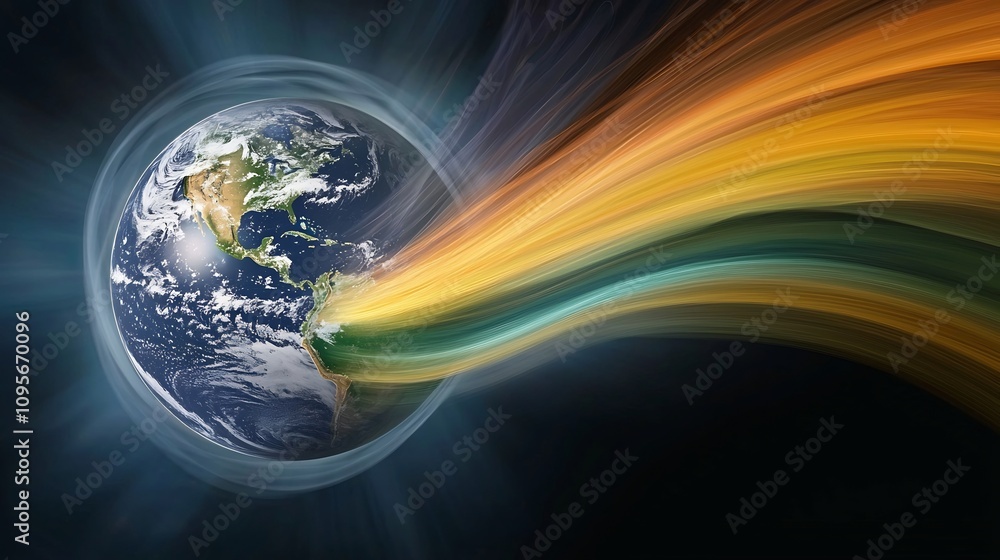 Poster ozone layer protection dynamic atmospheric visuals surrounding the planet earth depicting the import