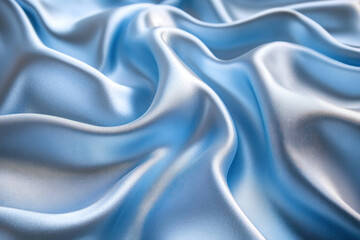 Obraz premium Blue silk fabric gleaming under sunlight, draped elegantly over an antique wooden chair, creating a luxurious and enchanting ambiance.