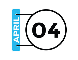 4 April calendar vector. Flat vector daily calendar icon. calendar icon vector.4 april Calendar Day or Calendar Date for Deadlines or Appointment 
