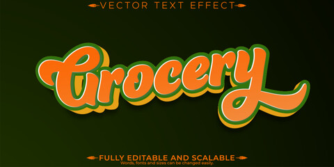 Grocery editable text effect, editable vegetable and food text style