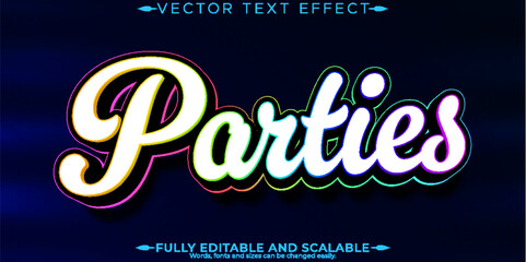 Fototapeta premium Party editable text effect, editable neon and nightlife text style