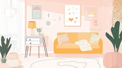 Stylish and Cozy Small Space Home Decor with Multipurpose Furniture and Soft Accents  of a Minimalist and Scandinavian Style Living Room with Comfortable Sofa Accent Pieces and Decorative Details