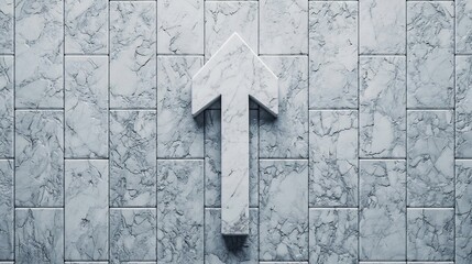 Textured upward arrow made of marble symbolizing the enduring nature of growth and the timeless progress of achievements opportunities and transformations