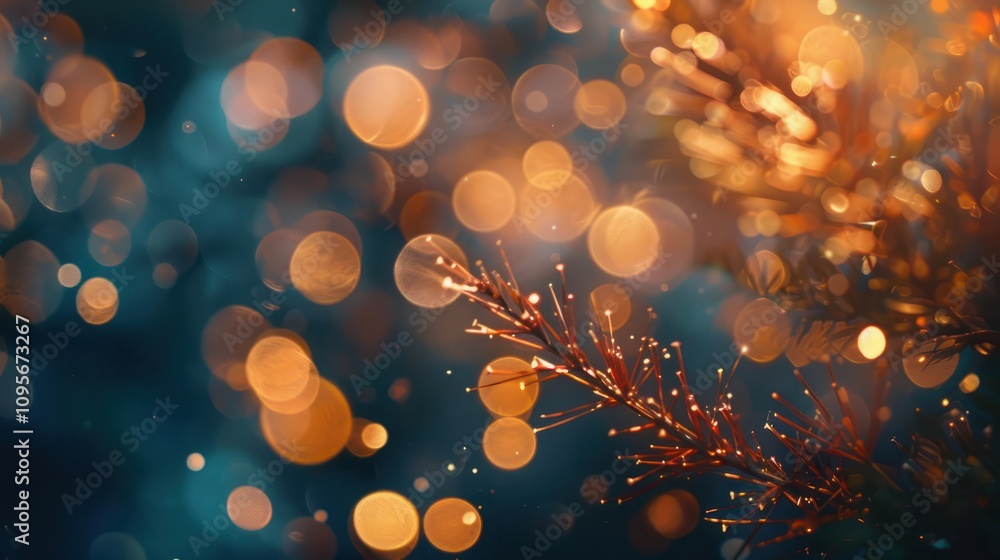 Poster fireworks with abstract bokeh background