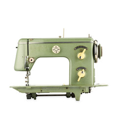 One vintage sewing machine isolated on white