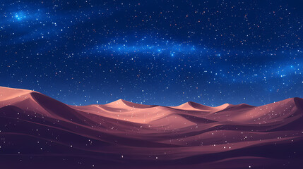 Serene nights in the sahara desert: starry skies over endless dunes. Desert Starry Skies. Illustration