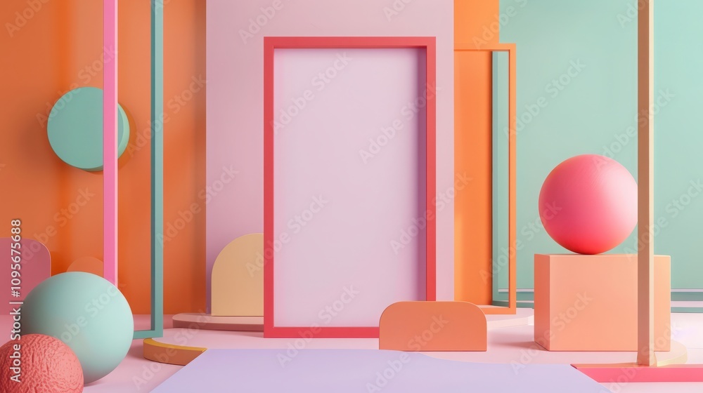 Poster mockup photo frames, empty abstract shape framing for your design.