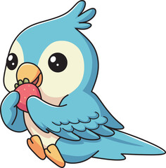 Cute Parrot Eating Strawberry