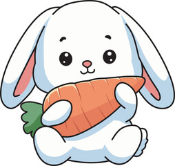 Cute Bunny Holding a Carrot