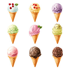 Deliciously vibrant ice cream cones sweet treats culinary art colorful setup aesthetic photography indulgent experience